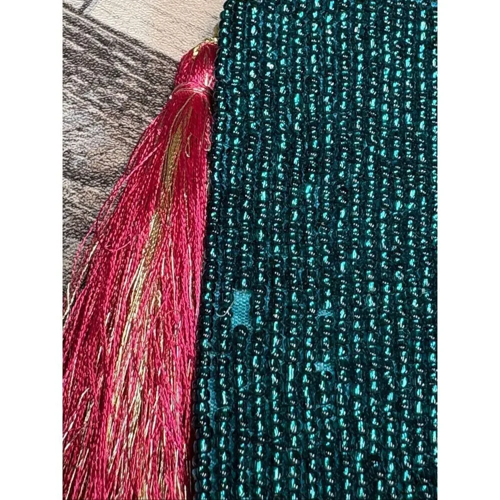 Beaded Pisces Zodiac Coin Purse | Teal & Pink Astrology Pouch with Rhinestone Co